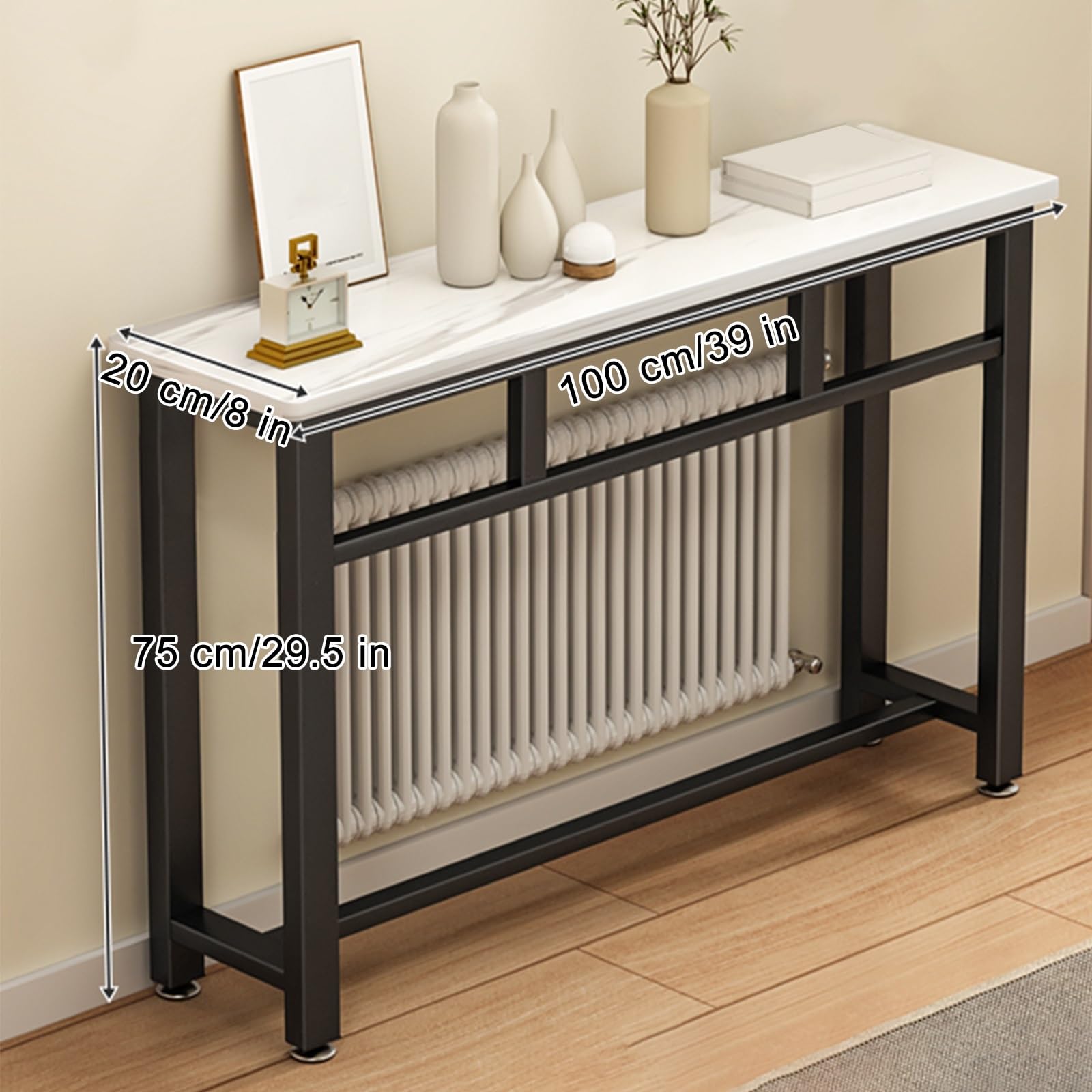 Cubierta de metal para radiador, mesa auxiliar decorativa para sala de estar, dormitorio y entrada, diseño elegante