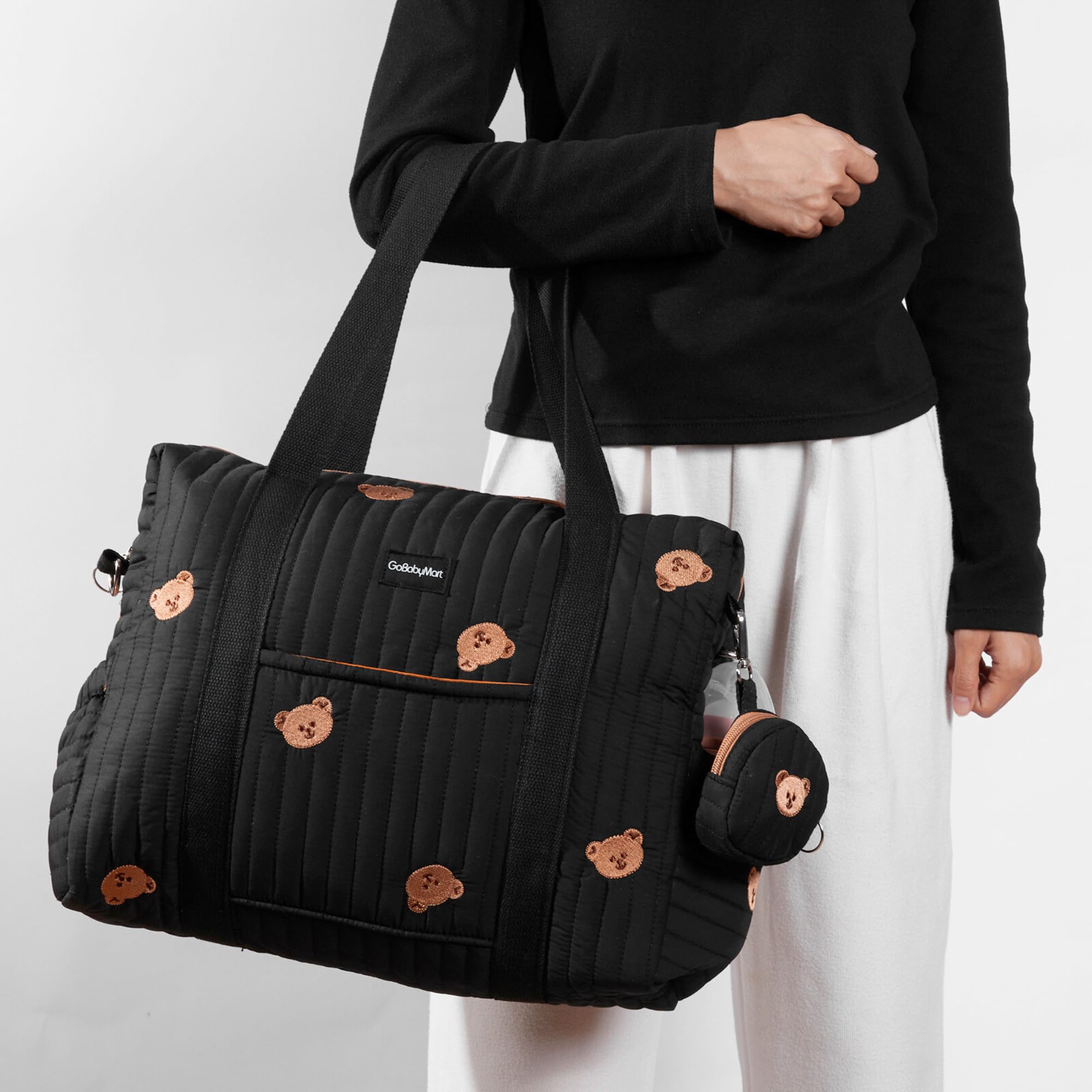 GOBABYMART Set di 3 borse per pannolini con fasciatoio e custodia per ciuccio, borsa da viaggio per maternità in cotone