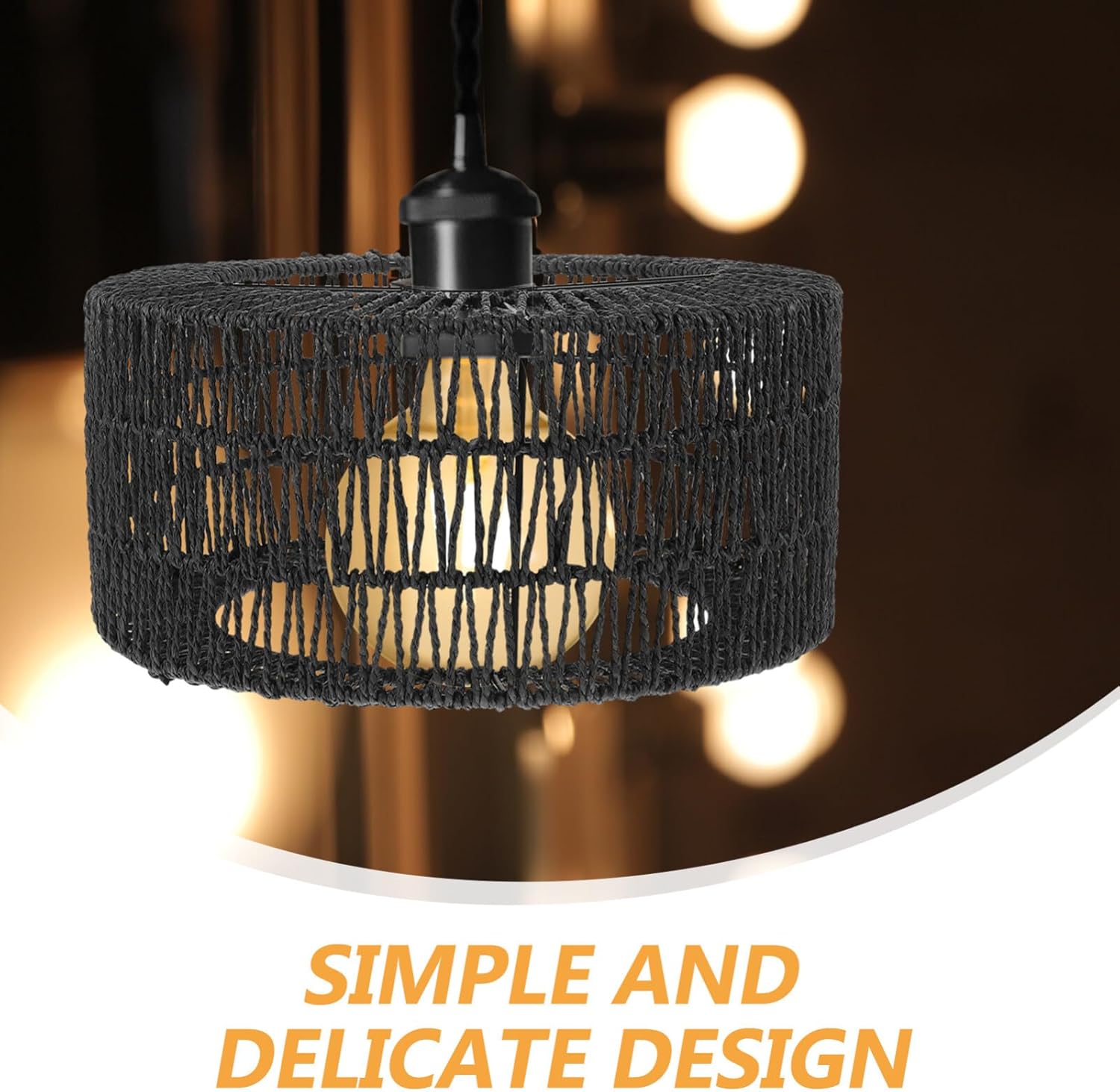 Rustic Grass Rope Lampshade Replacement for Ceiling Lights Boho Style Light Fixture Cover for Living Room Bedroom and Decor