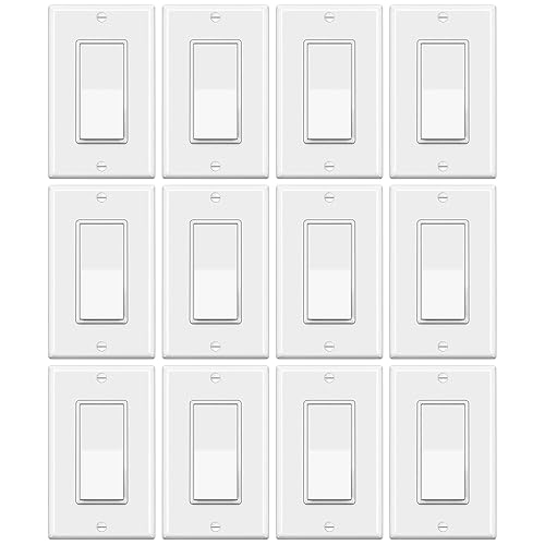 ELECTECK - Interruptor de luz basculante de un solo polo, 15 A, 120277 V, placa de pared incluida, certificado UL