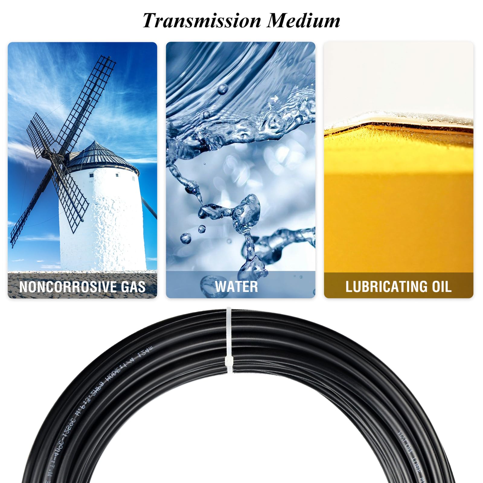 8MM OD Negro 10 metros de nylon neumático tubo de aire Kit de manguera de tubería para la transferencia de fluidos del sistema de frenos