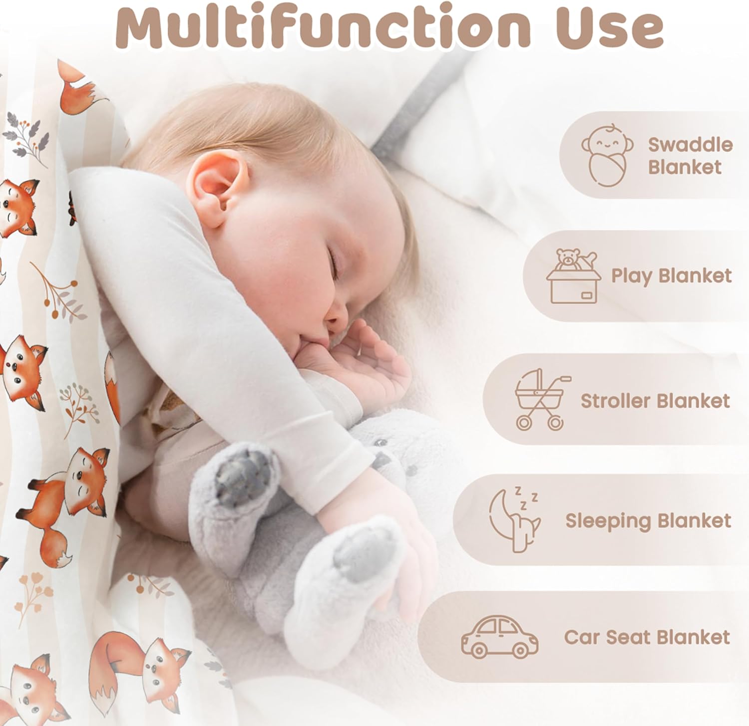 Fox Kid Blankets for Girl Boy - 30 x 40 Minky Blanket with Double Layer Dotted Backing - Shower Gifts for Nursery - Image 8