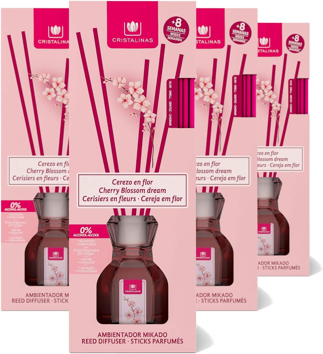 Cristalinas 40ml Pack of 4 Cherry Blossom Air Fresheners for Home