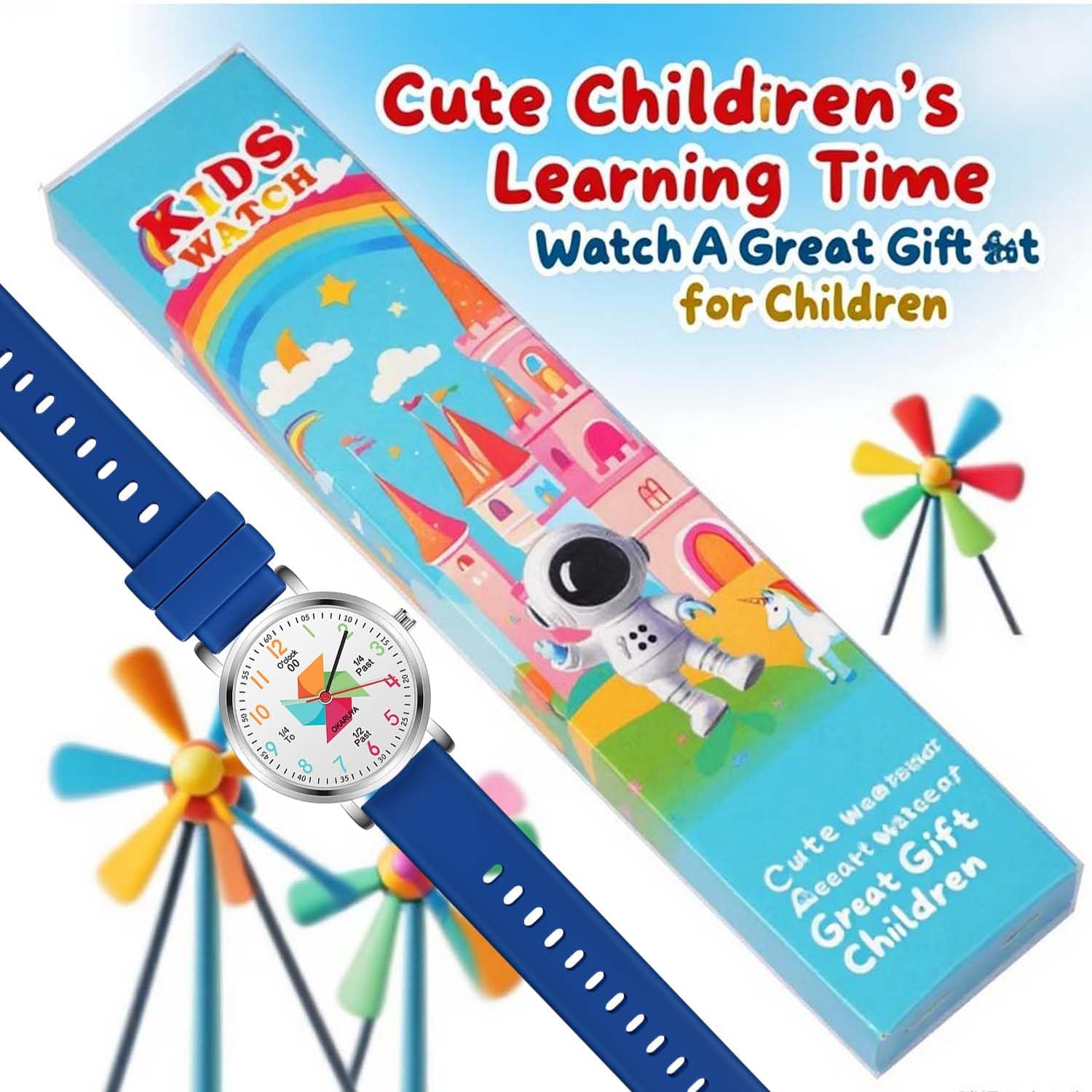 Blisshour Kids Watch Analog Waterproof, Pinwheel Learning Watch for Kids 8-12, Teacher Watches for Boys Ages 5-7 6-8, Easy to Read Educational Girls Watches