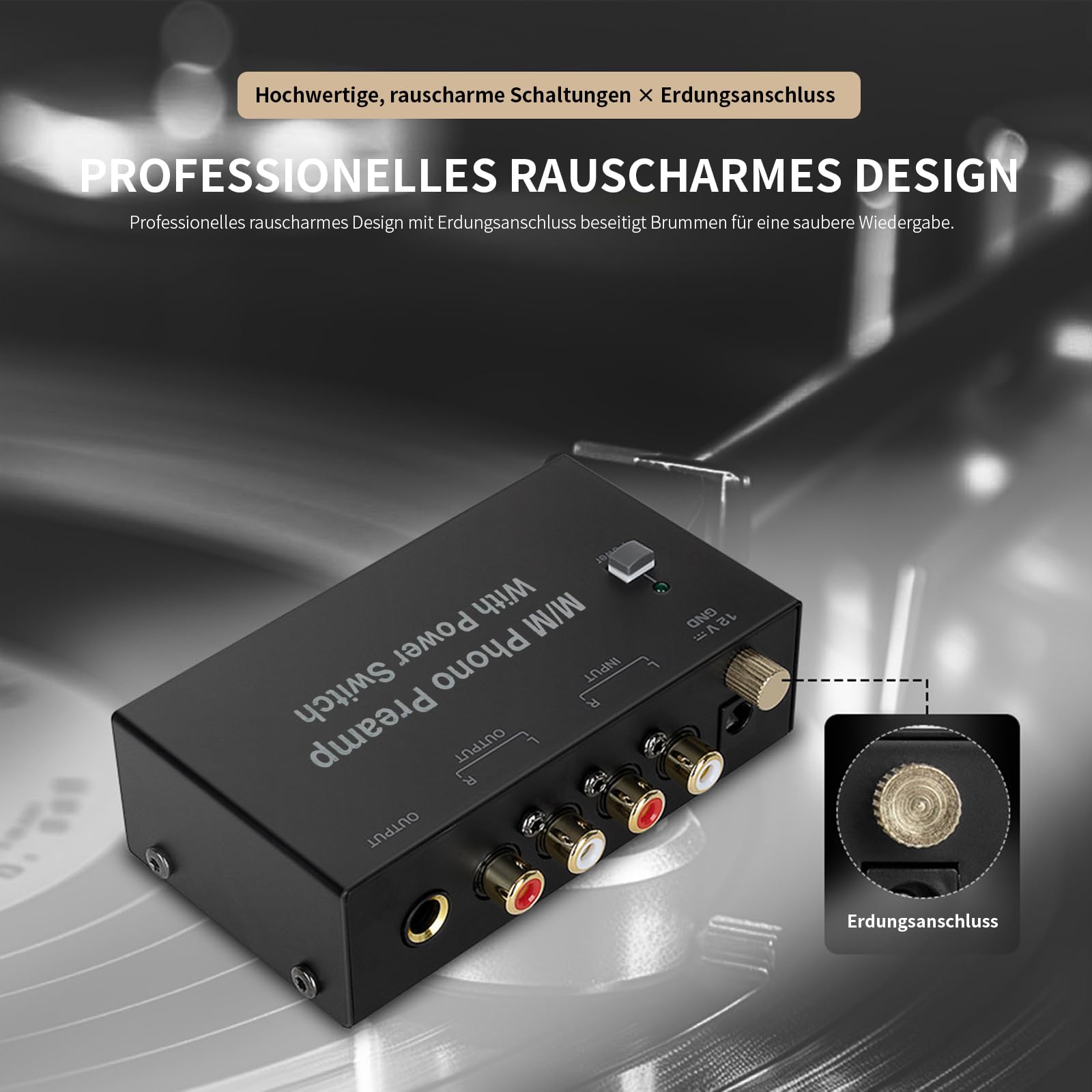 Magicbox Phono Vorverstärker Pro | RIAA-MM Vorverstärker mit 92dB SNR, RCA/TRS/Klinke & Plug-and-Play – Für Audio-Technica/Sony/Vintage
