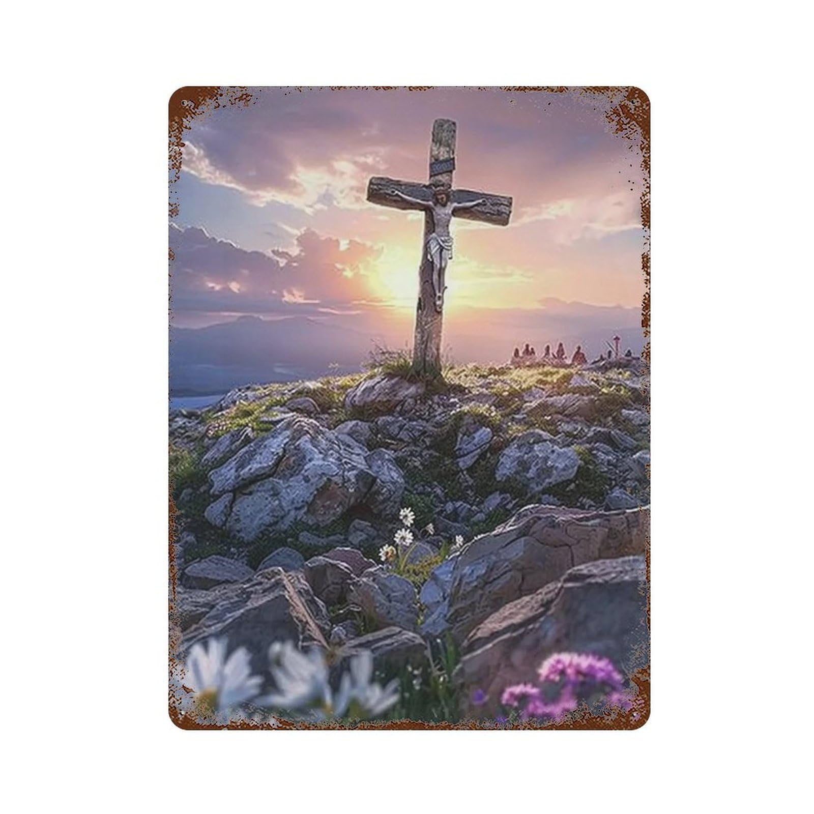 MGHTGRWE Calvary Cross Christ 04 Poster Wall Art Iron Vintage Metal Tin Sign Modern Home Cofffee Club Art Bar Shop Decor 40x30cm