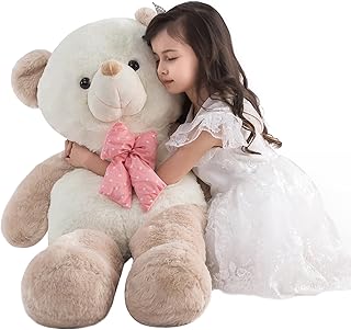 ZGXIONG Giant Teddy Bear Large Stuffed Animals 4 Feet Big Plushies Huge Teddy Bear Plush Giant Stuffed Animals Big Stuffed Bear Huge Stuffed Animals for Girlfriend Kids Birthday Gift 47 Inch Apricot