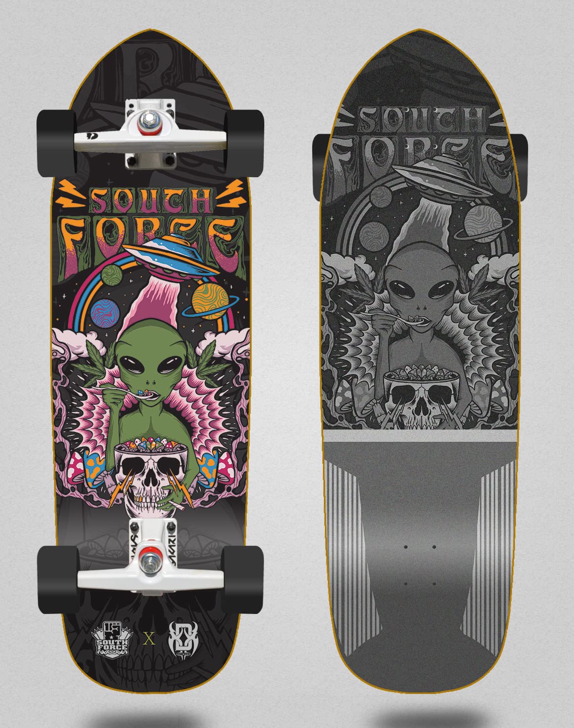 South Force surfskate Sakari Complete with SGI Surf Skate Trucks 100 Alien 33.5