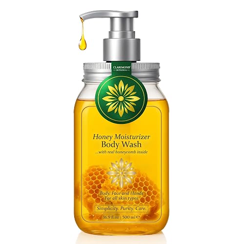 Organic Honey Body Wash with Royal Jelly, Propolis, and Real Honeycomb, 16.9 fl oz