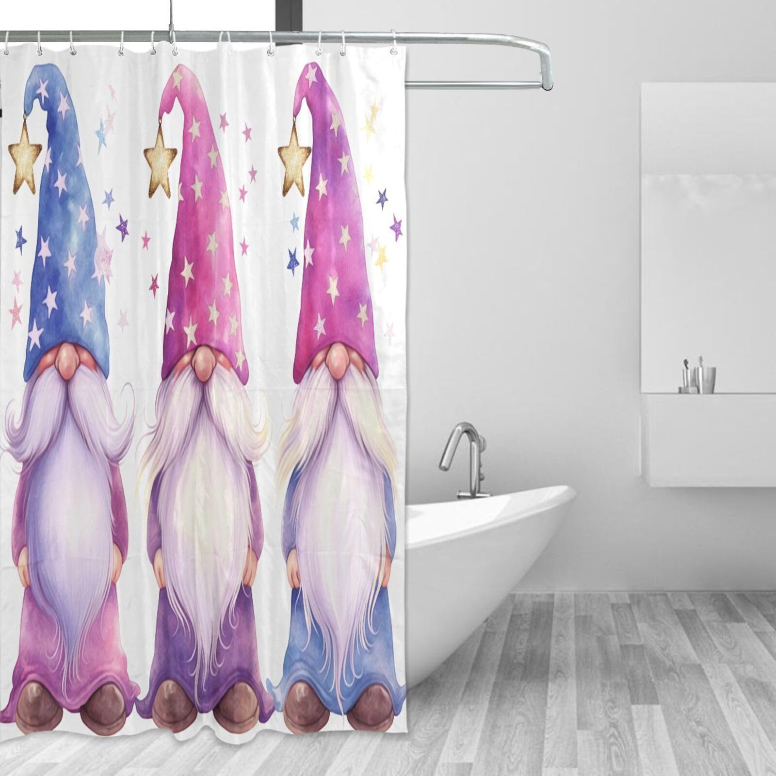 Rideau de douche tissu traité contre l'humidité avec attaches pour éviter les moisissures