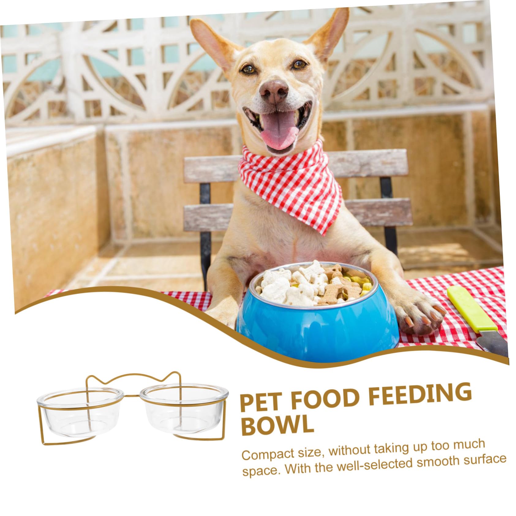 Mipcase Tazón de Comida de Doble Tazón Comedero Elevado para Mascotas Diseño Inclinado Comedero de Vidrio para Perros y Gatos