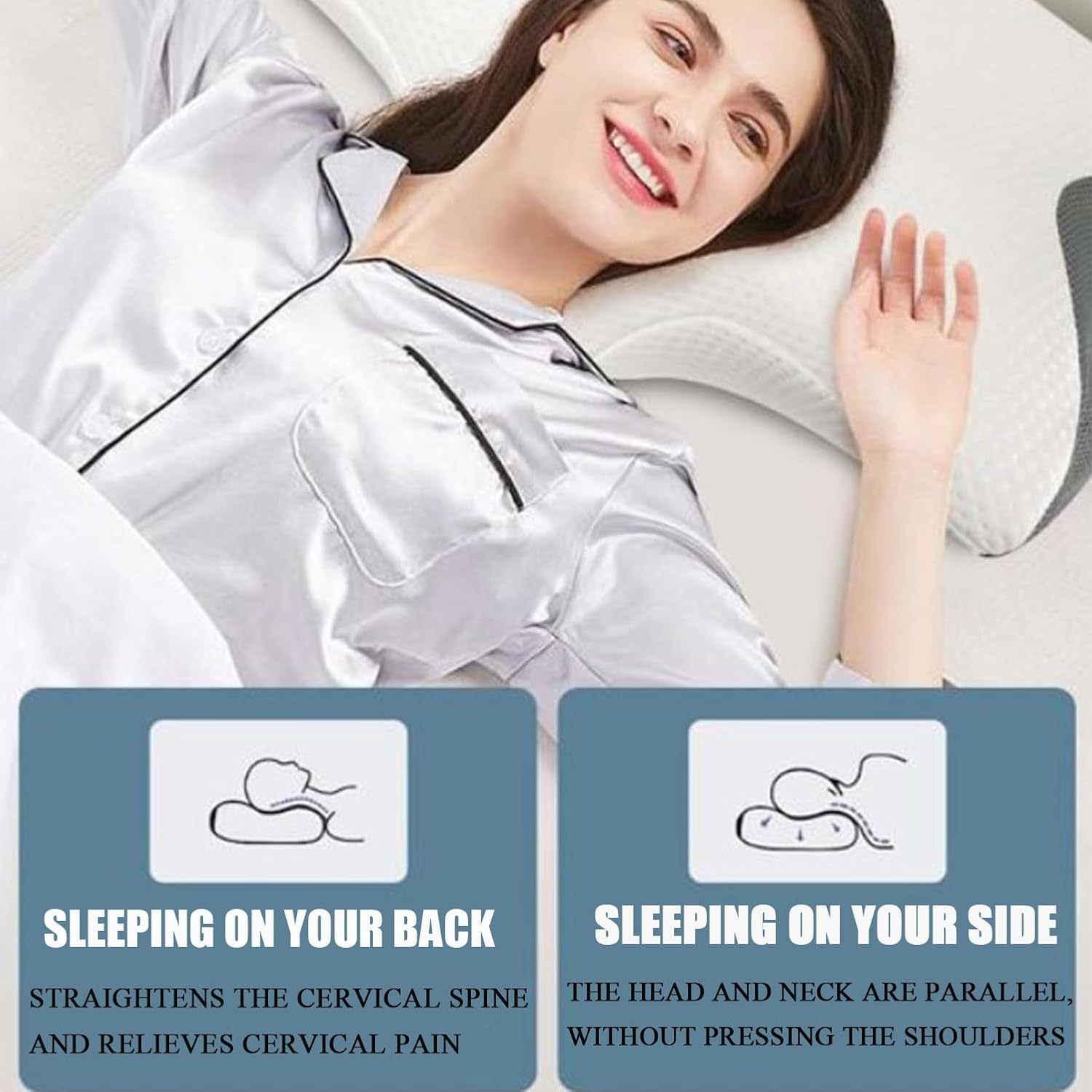 Somvia – Official Somvia Neck Pillow, Somvia Ergonomic Sleep Pillow, 15° Concave for Pain Relief, Odorless, Pressure-Relieving Memory Foam, Orthopedic Pillow for All Sleep Positions (Black)