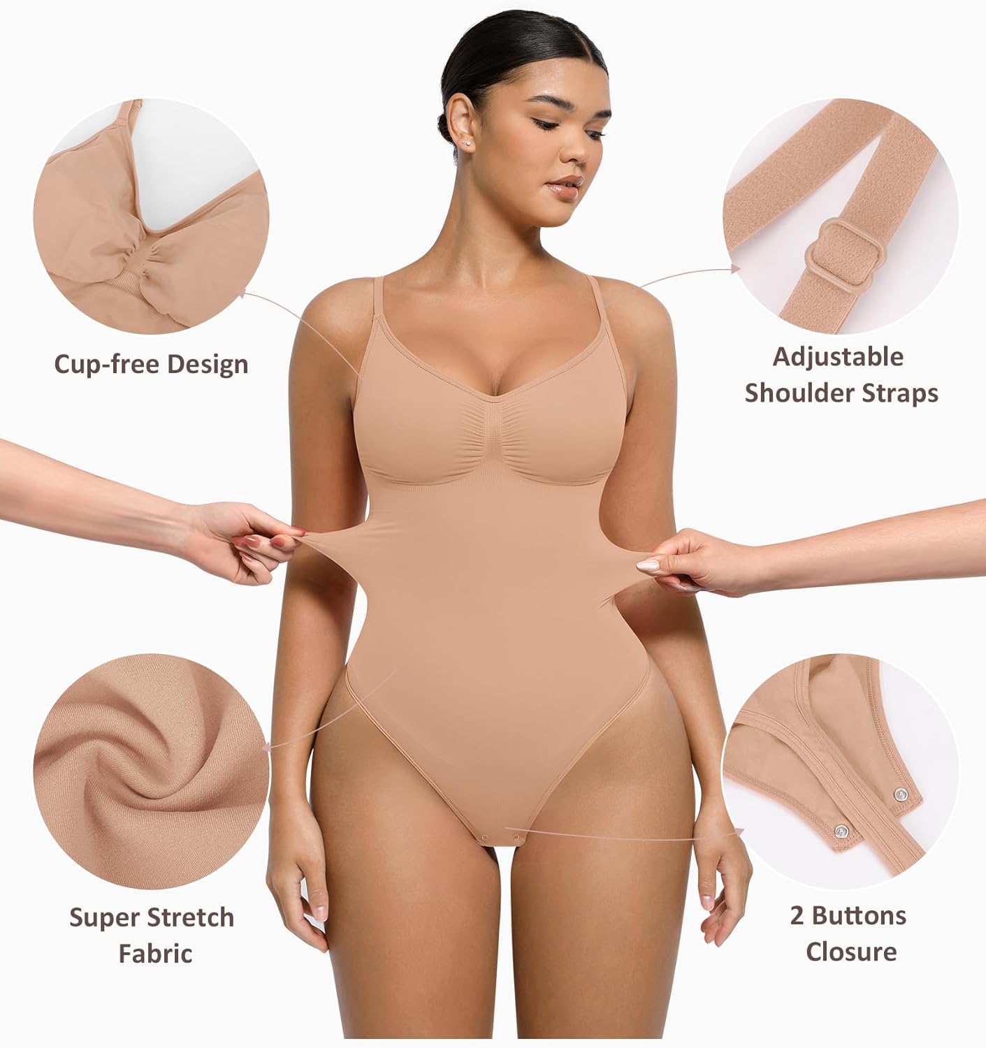 FeelinGirl Plus Size Shapewear Tummy Control Bodysuit for Women Body Shaper Thongs Body Suits 5XL-6XL - Image 4