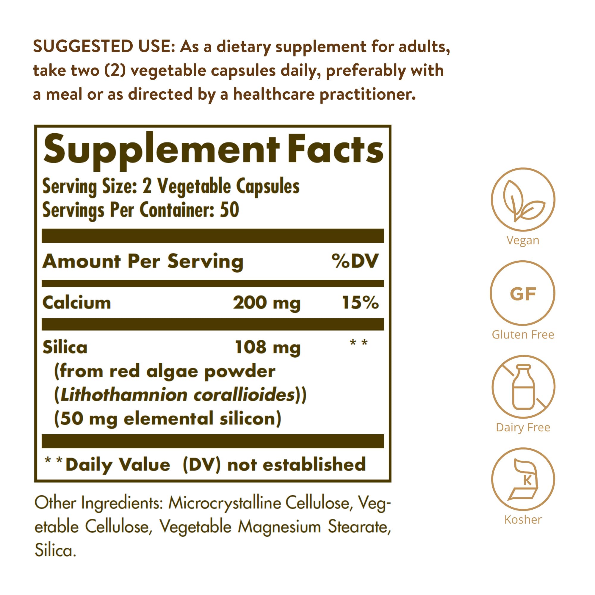 Solgar Oceanic Silica from Red Algae 25 mg, 100 Vegetable Capsules — Amazon image 2