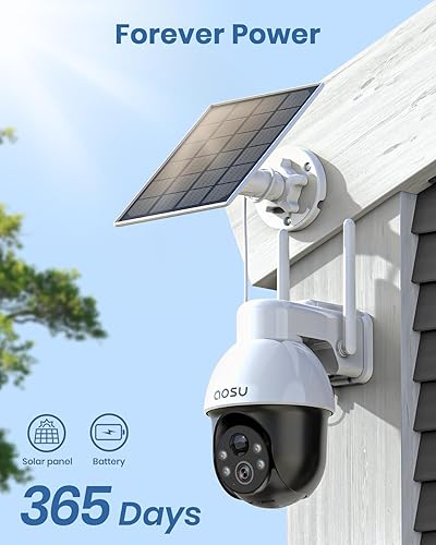 Miniatura 7 de AOSU Sistema de cámaras de seguridad solares de 3K5MP inalámbrico para exteriores, cámara WiFi alimentada por batería para seguridad del hogar, PTZ