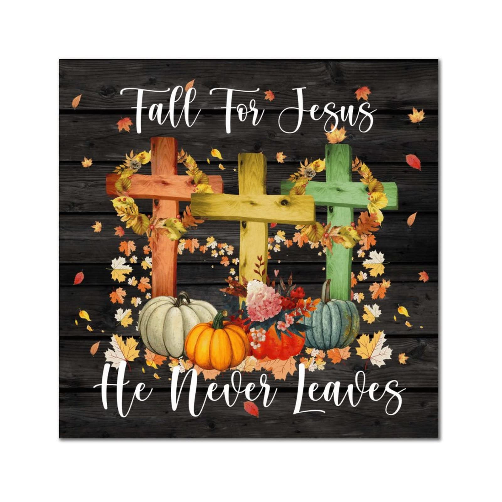 Plaque en bois Fall for Jesus déco citrouille pour cuisine et chambre chaleureuse