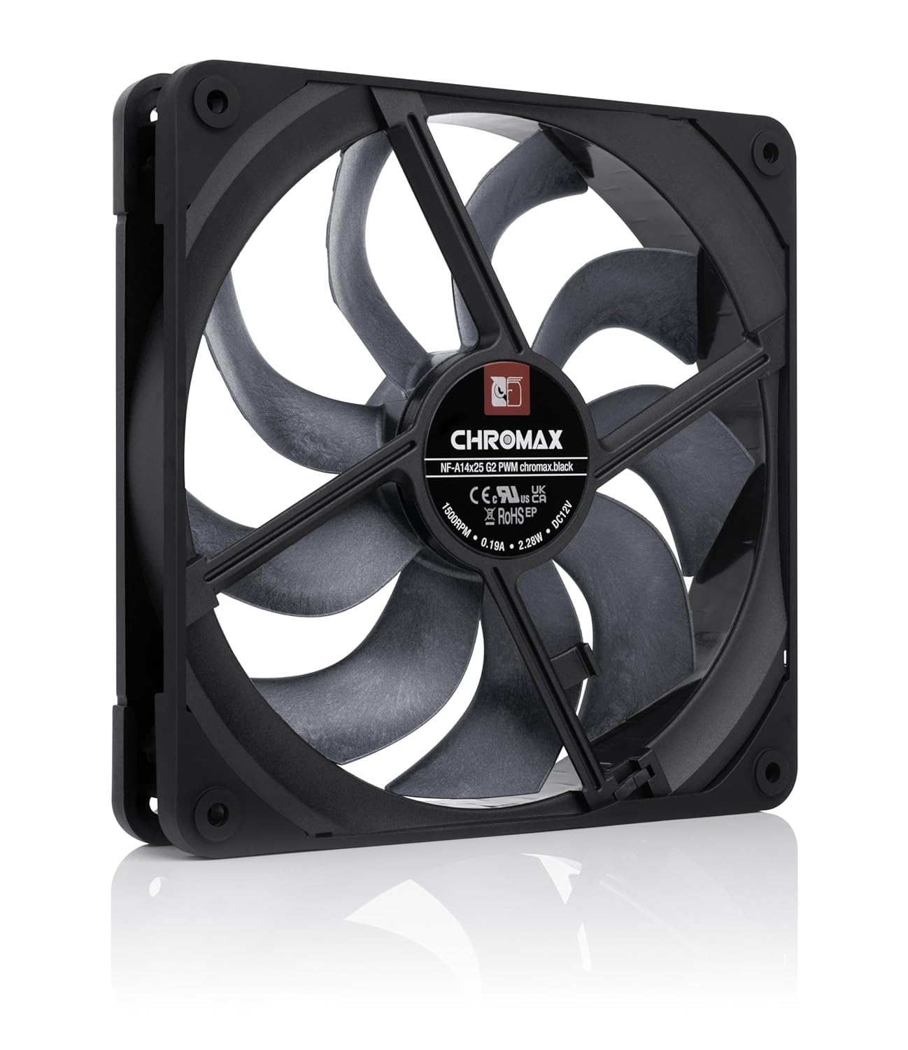 Noctua NF-A14x25 G2 PWM chromax.Black, Premium-Quality Quiet 140mm PC Fan (Black)