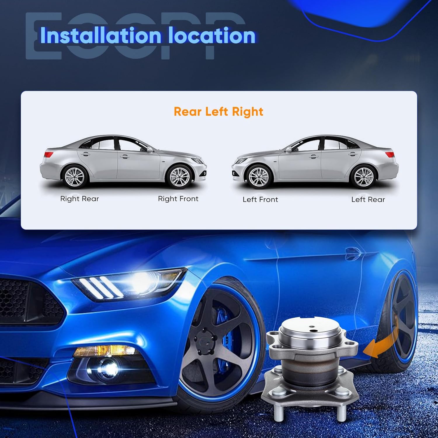 ECCPP Replacement for Pair of 2 New Complete Rear Wheel Hub Bearing Assembly 4 Lugs w/ABS for 2007-2012 Nissan 512384x2