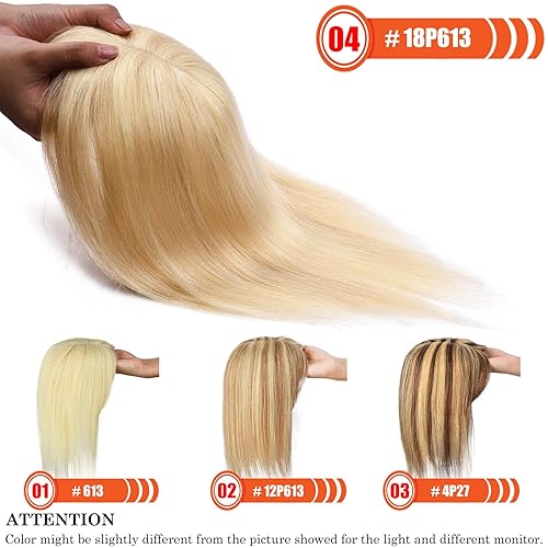 Miniatura 5 de JGS1996 Toppers de cabello humano real para mujer, con flequillo, pelucas de cabello humano 100% Remy, piezas de cabello para adelgazar el