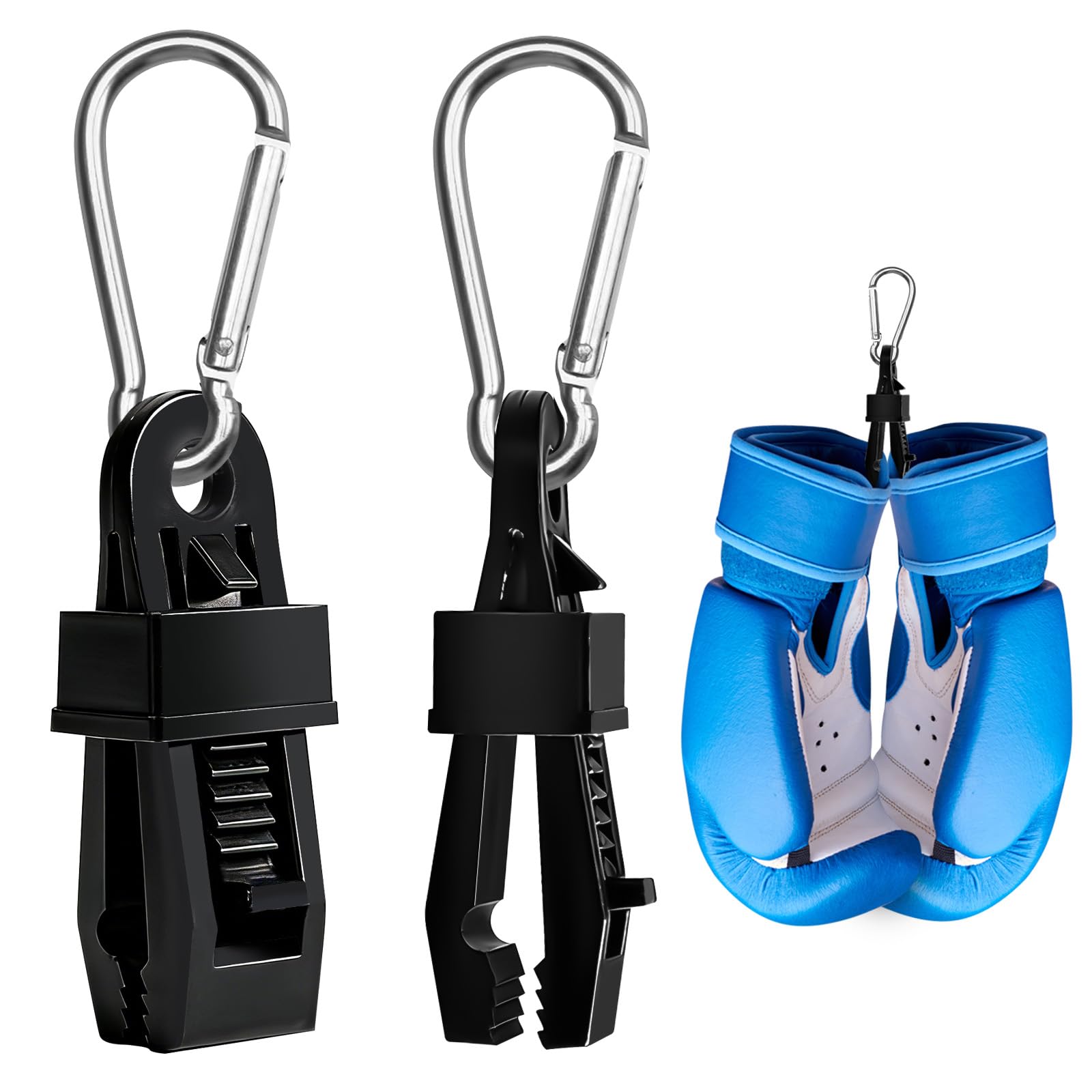 2 Soportes metálicos para de Boxeo | Mosquetón Resistente para asegurar y Transportar de MMA y Muay Thai en Mochilas, Bolsos, Equipaje o Bolsas de Gimnasio | Organizador de Accesorios Boxeo Clip