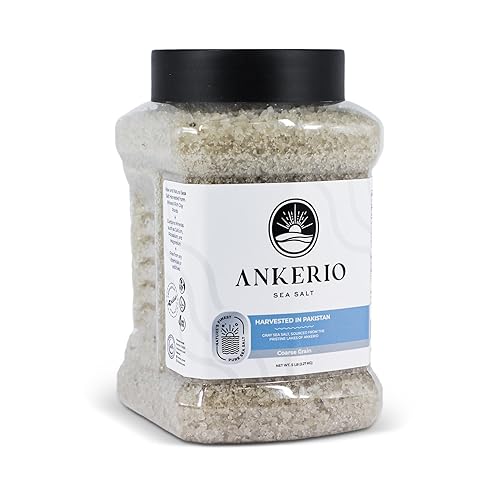 Ankerio - Sal marina gris, grano grueso, sal natural sin refinar de primera calidad para cocinar y preparar alimentos, certificado Kosher, sin