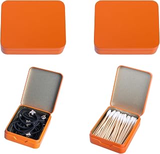 2Pcs Portable Travel Cotton Pad Holder,Bathroom Vanity Organizer for Cotton Balls, Swabs, Floss - Dispenser for Cosmetic Sponge(orange color)