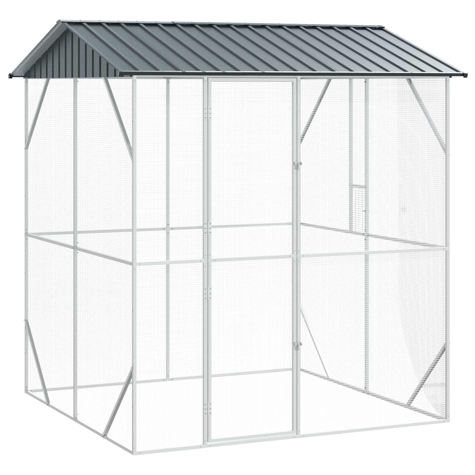 Generisch Vogelkäfig Anthrazit 215 x 208 x 247 cm Verzinkter Stahl,Tier- & Haustierbedarf,Haustierbedarf,Vogelbedarf,Vogelkäfige & -ständer-3325152
