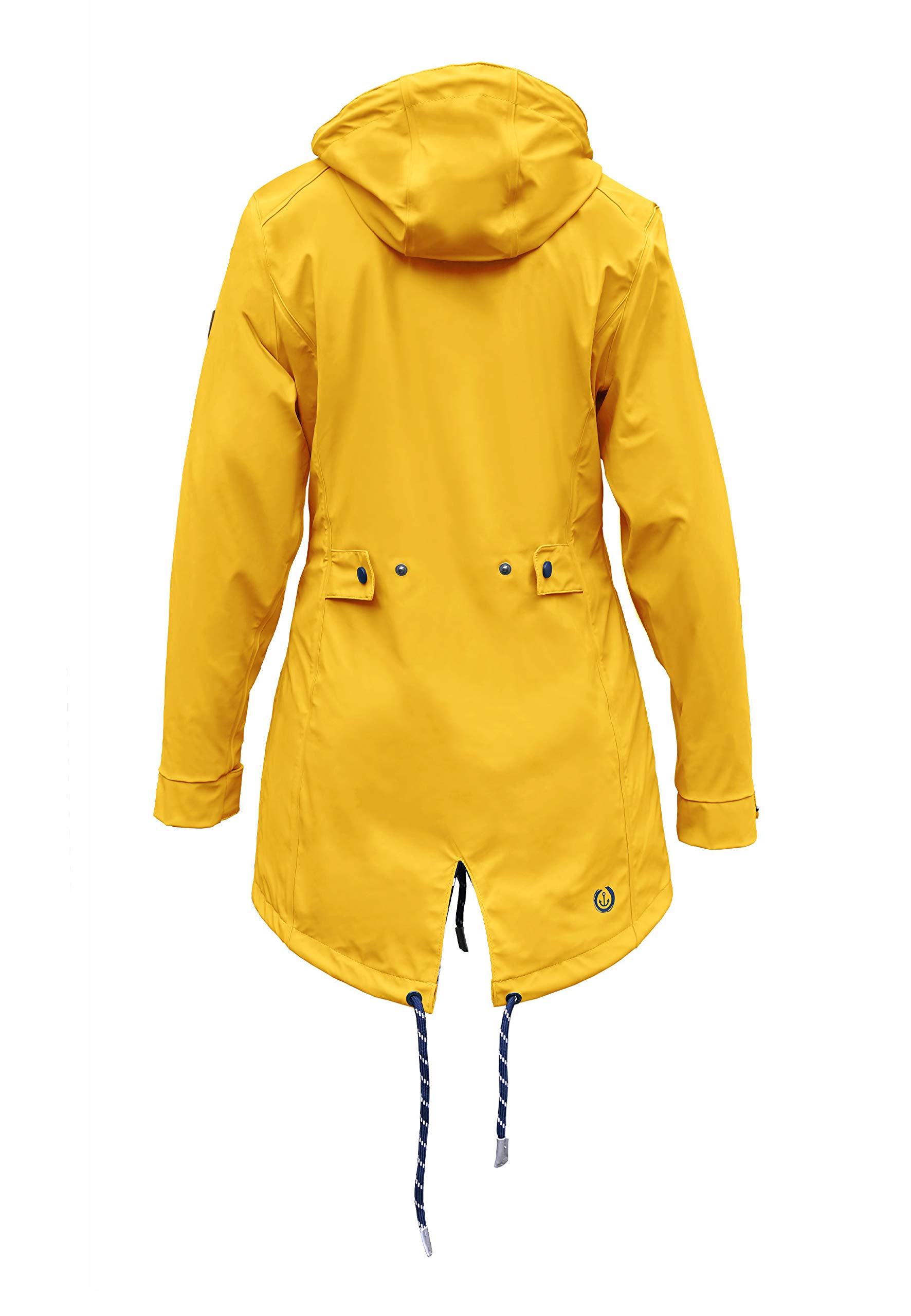 MADSea Damen Regenmantel Friesennerz 620 | halblanger wasserdichter Regenparka | winddicht mit maritimen, weiß/blauen Innenfutter