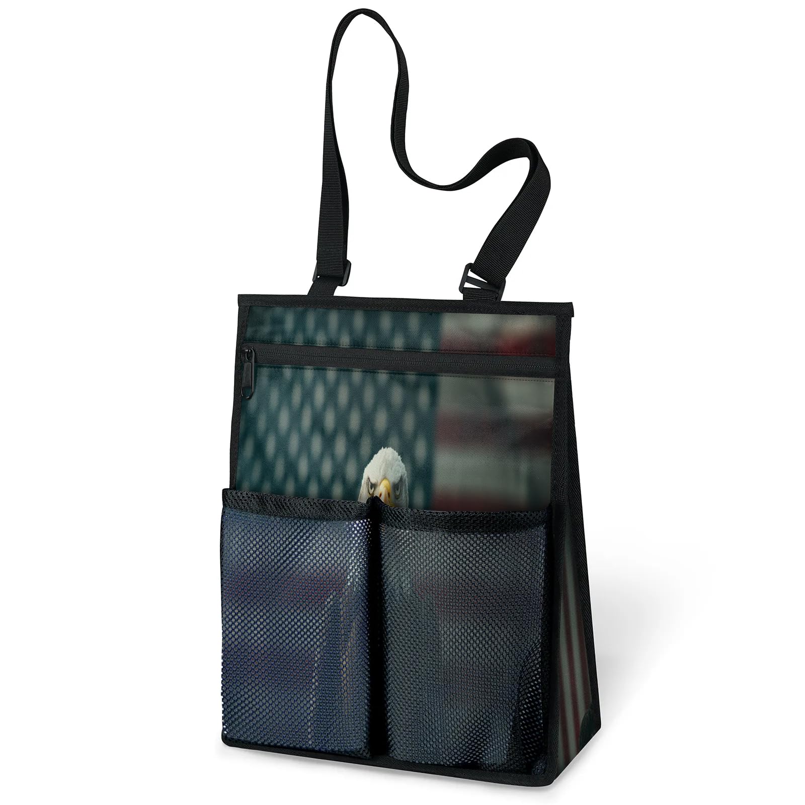 Ourtheme Eagle American Flag Portable Shower Bag for Travel Gym Camp Beach Tote Shower Caddy Bags Hanging Toiletry
