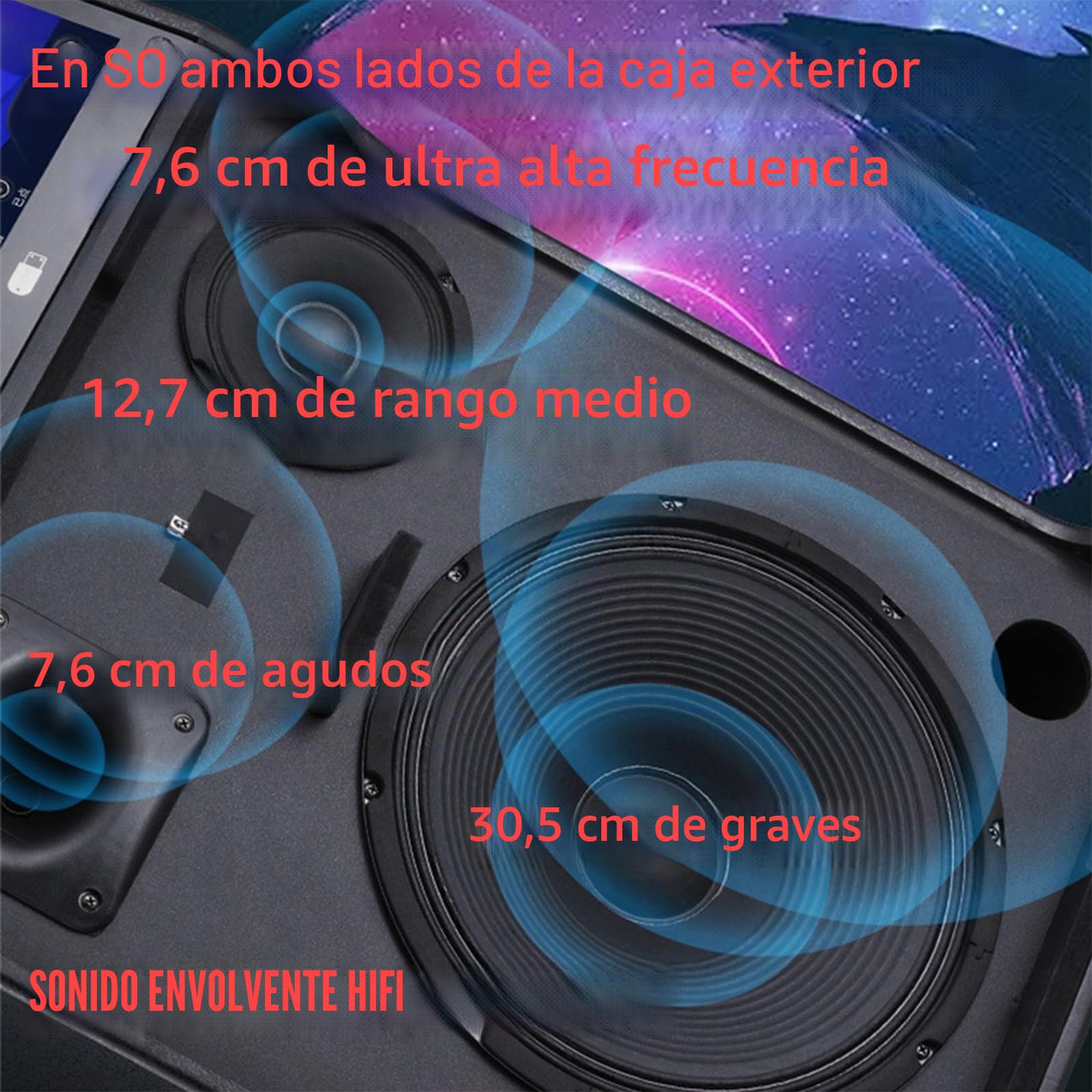 Máquina de Karaoke de 14.4" con Pantalla táctil | Sistema de PA portátil con 2 micrófonos inalámbricos | Altavoz WiFi Bluetooth para Fiesta al Aire Libre en casa |Sistema Android 40-400W