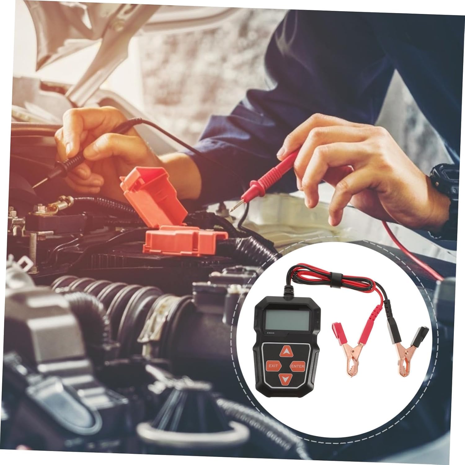 12V Automotive Battery Tester 2.4-Inch LCD Screen Universal Car Battery Diagnostic Tool for Gasoline and Hybrid Vehicles