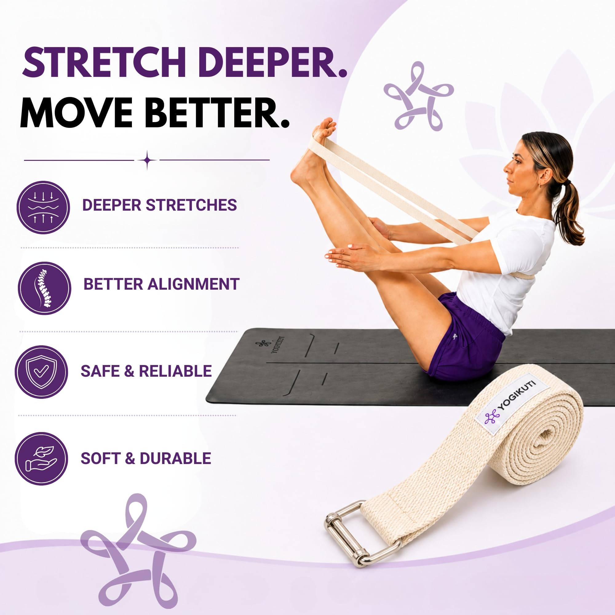 Correa de yoga (9 pies (3 m), blanco)