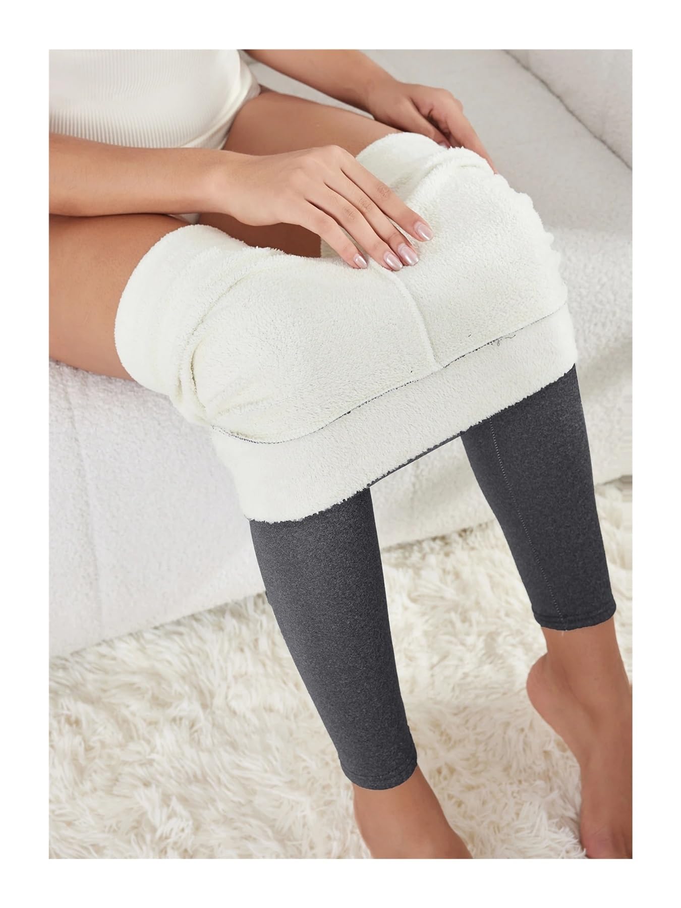 Leggings Termici Leggings Invernali da Donna Vita Calda Skinny Elasticizzata Leggings Spessi Pantaloni Casual da Esterno for Donna(Deep Grey,S)