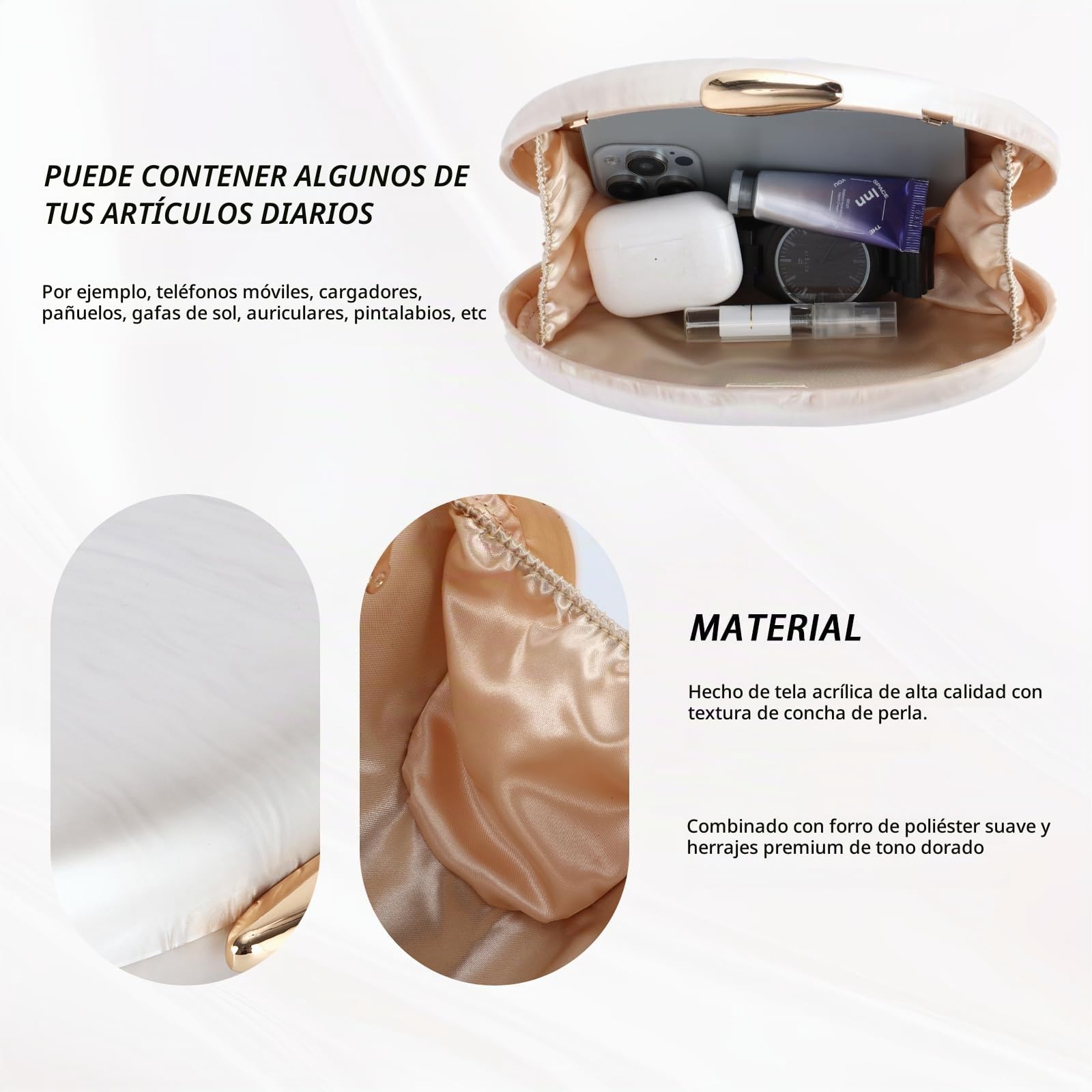Mujeres Shell acrílico embrague bolsos elegantes boda pequeños bolsos de hombro