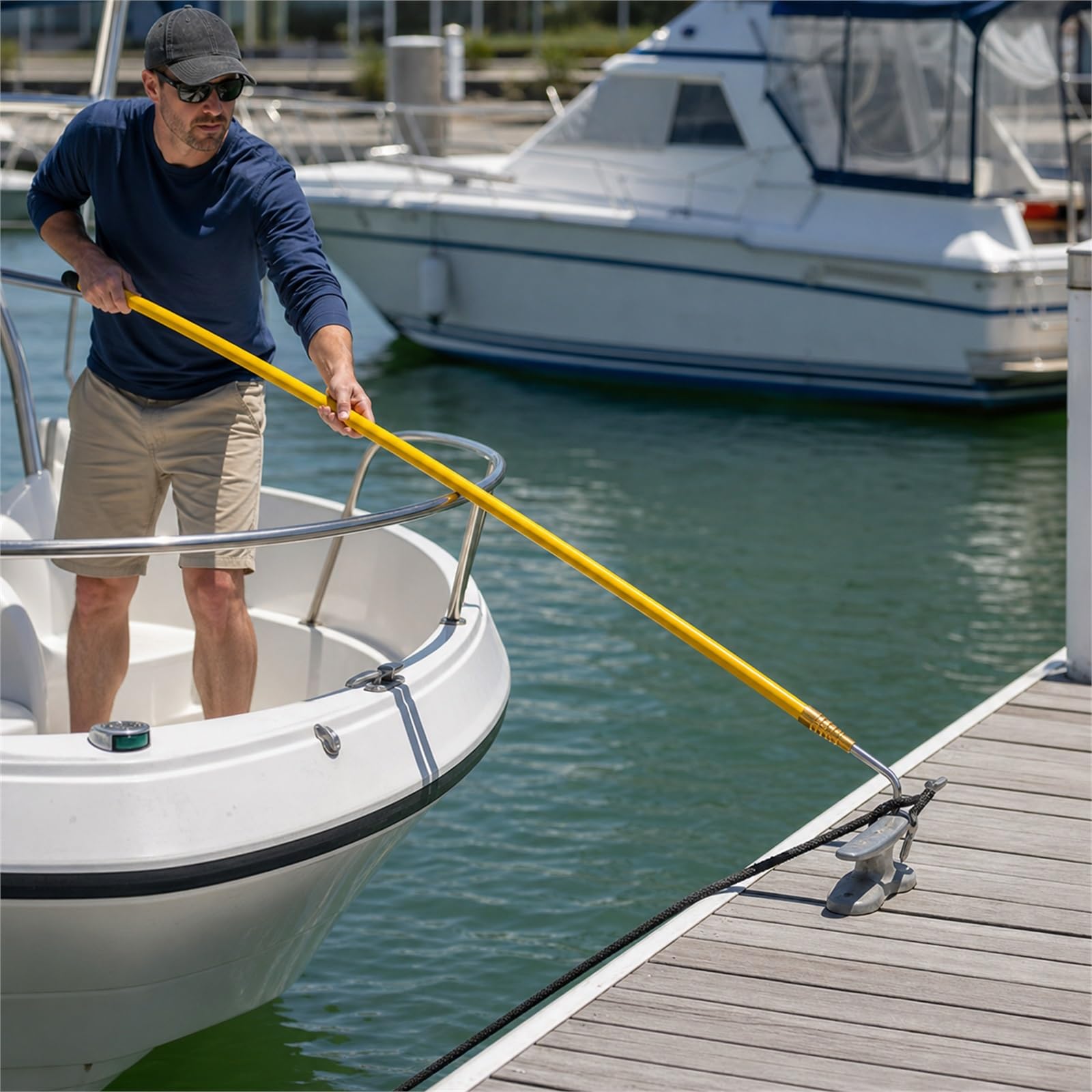Asta telescopica per Gancio da Barca,Mezzos Marinaio Nautico ad Alta Resistenza,Asta telescopica nauticas con Gancio,Rust Resistant,Lightweight,per ormeggi e Accessori