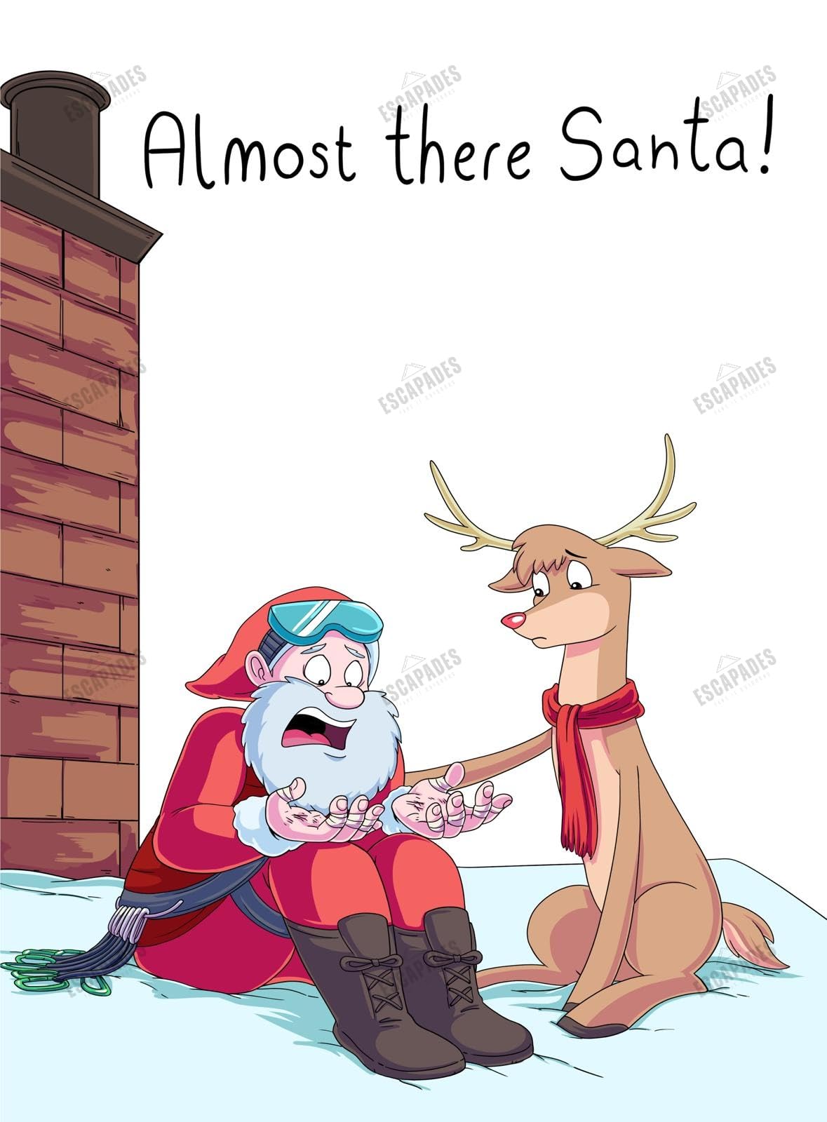 Escapades Climbing Christmas Cards Pack, 5x7 Inch Holiday Greeting Cards with Humorous Winter Sports Theme, Set of 5 Adventure-Themed Illustrations - Image 2