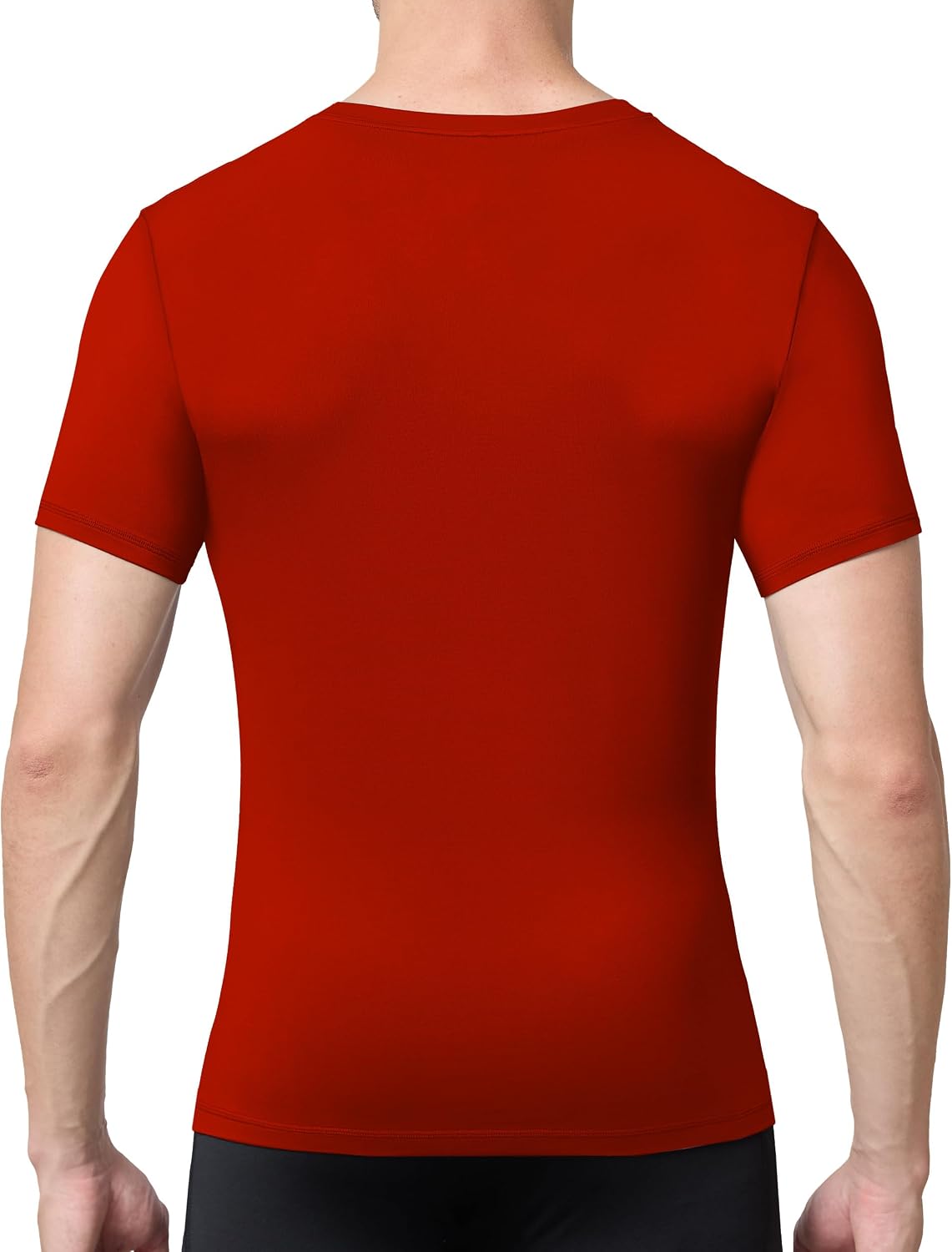Roadbox Mens Compression Shirt Short Sleeve, V-Neck Gym Running Sports T-Shirt, Cool Dry Athletic Base Layer Undershirts
