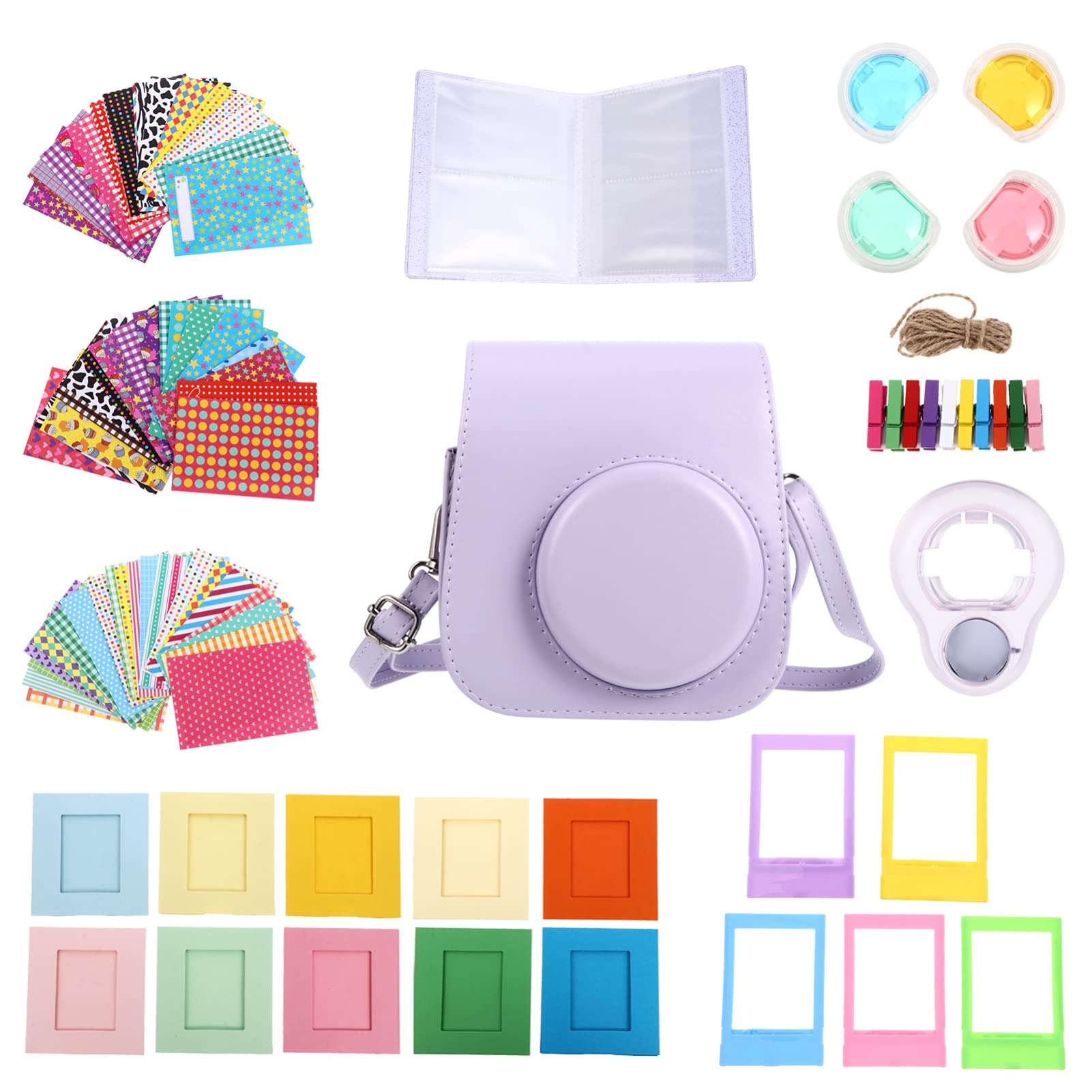 PartyKindom Portable Camera Bag Stickers Pratical Filter Frames Compatible with Instant Mini 11 (Purple)