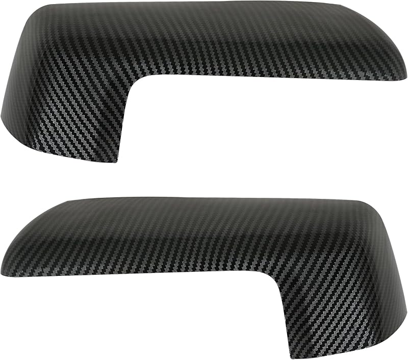 Capa do retrovisor externo HONFQP em acabamento de fibra de carbono para Chevrolet Silverado e GMC Sierra 2019–2024 – Par