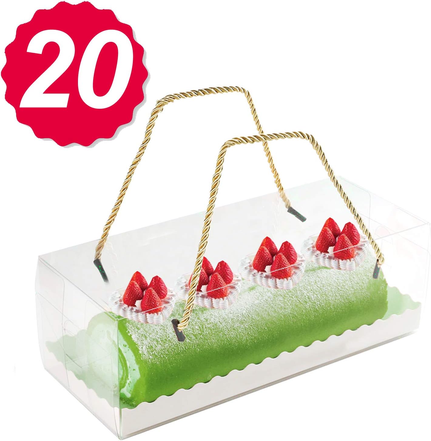 20Packs Luxury Clear Bakery Cake Macaron Box for 11.6inc L×3.07inc W×3.07inc H with Insert, Bakery Boxes for Cake,Cookies, Desserts, Macarons, Donuts, Muffin,Candy and Snacks