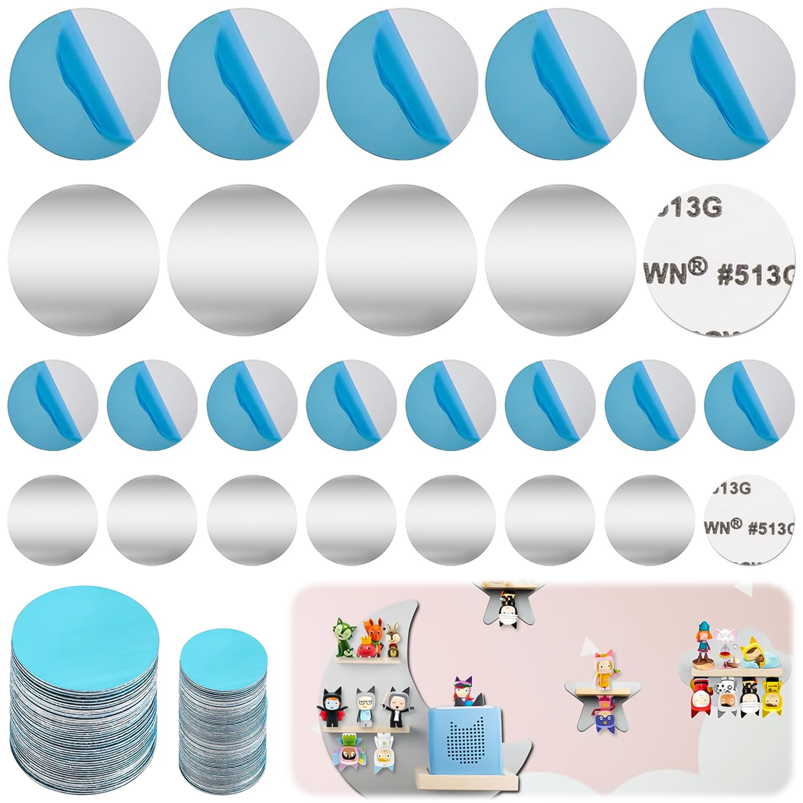 200 Plaquettes Métalliques Autocollantes Fines (15 Mm Et 25 Mm) - Pour Figurines Tonie, Support Téléphone, Bricolage
