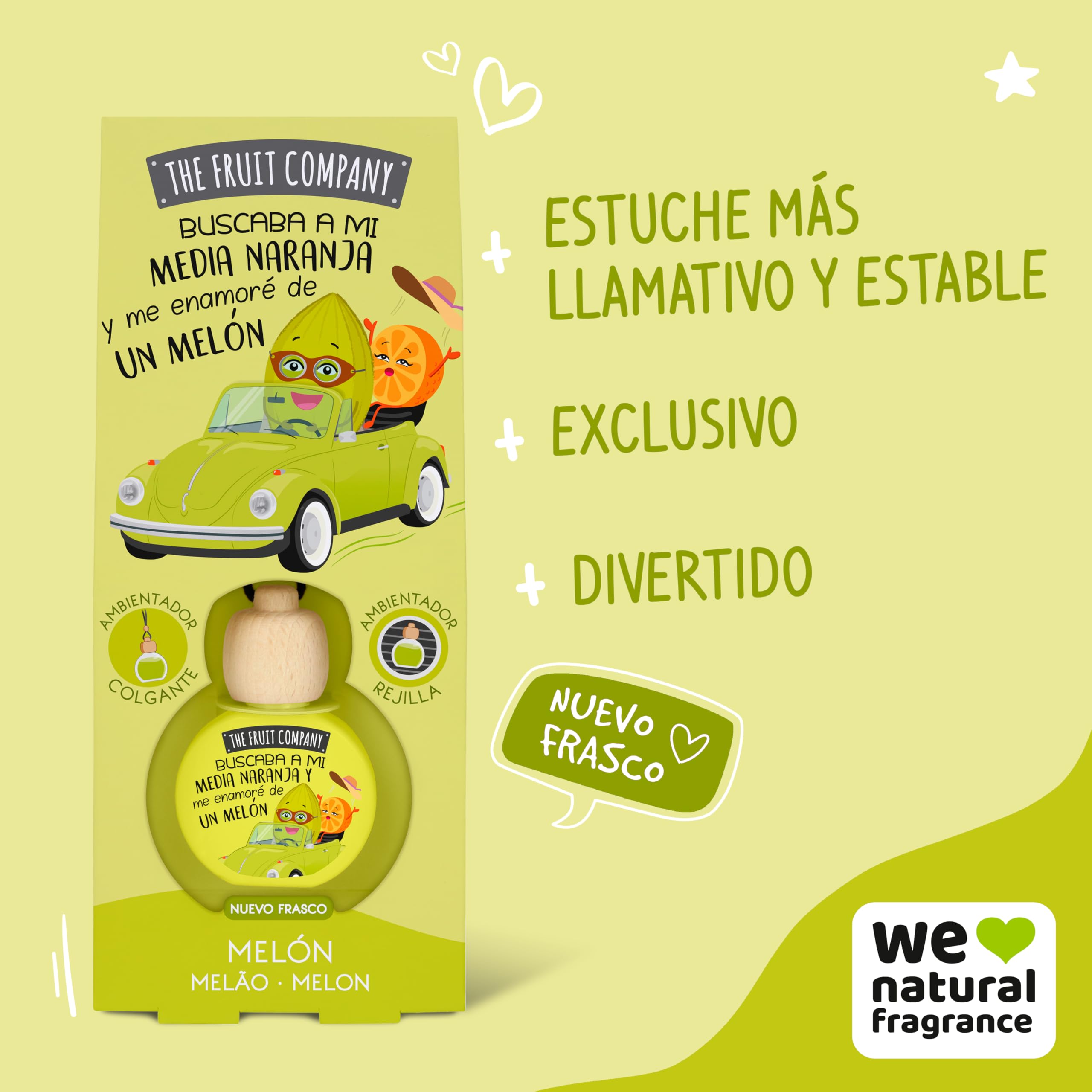 The Fruit Company - Ambientador de coche con Absorbe olores, aroma frutal MELÓN, Pack de 4 unidades — view 2