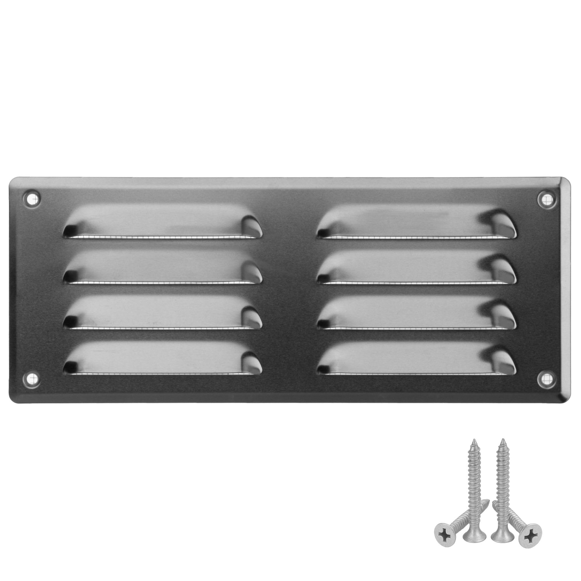 LIRAST 260x105mm / 10x4 inch Metal Ventilation Grille - Aluminium Air Vent Cover with Insect Mesh