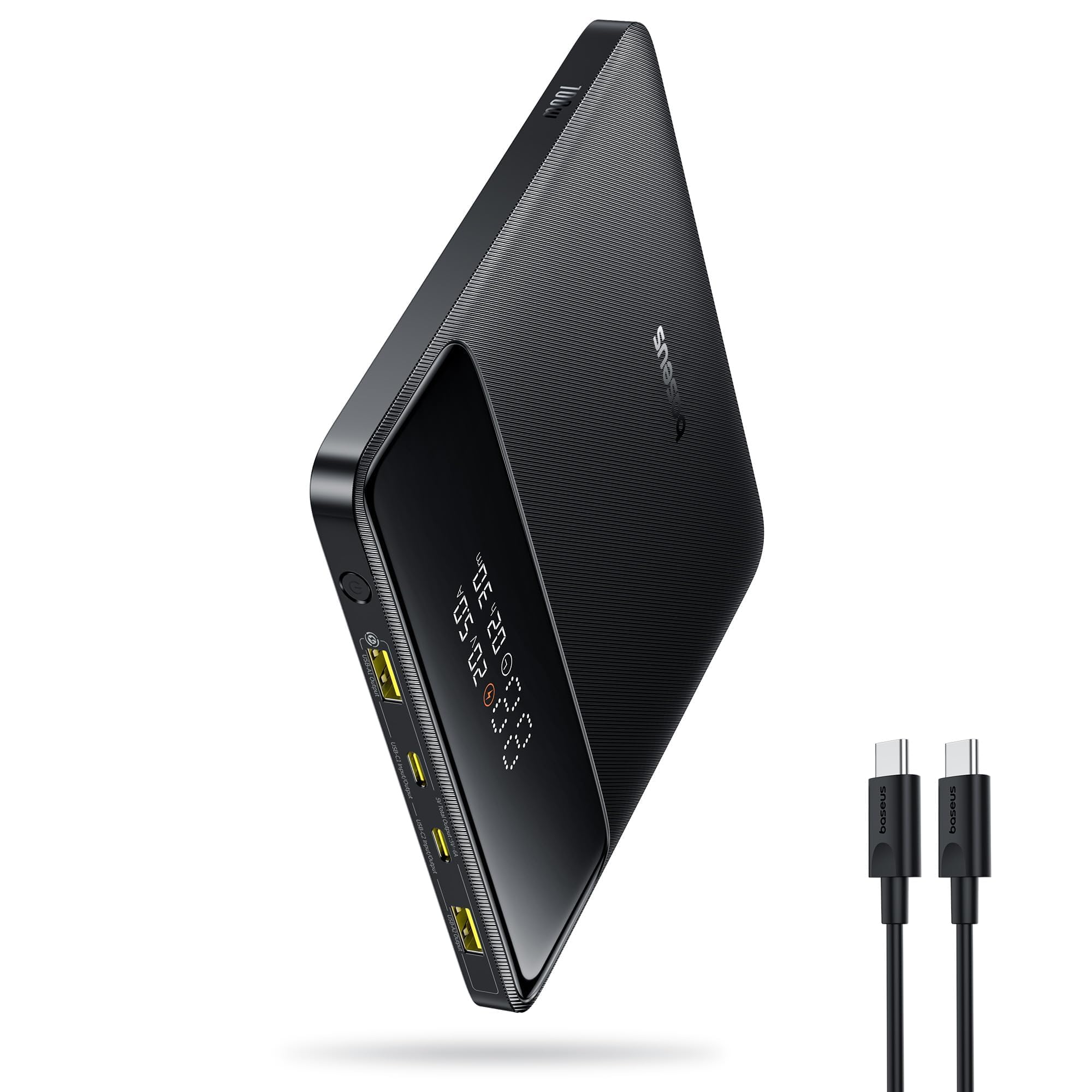 Baseus Laptop Portable Charger 100W 20000mAh, Blade Travel Power Bank Fast Charging 2 USB-C & 2 USB-A Port, Steam Deck Battery Pack for MacBook iPad iPhone 17/16/15/14/13 Samsung S24 etc.