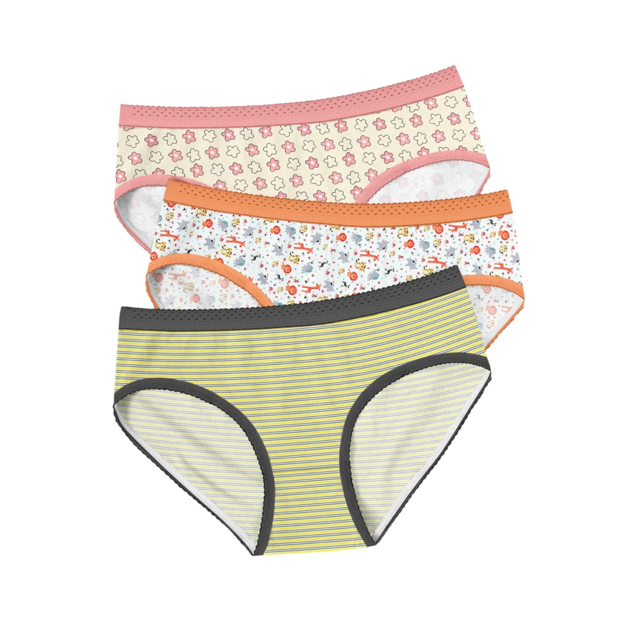 Women's Nylon Spandex Floral Print Hipster Panty Pack of 3 | No Marks Waistband Inner Elastic Stretchable Ultra Soft Briefs | Sweat Absorbent Everyday Panties for Girls-picture-36