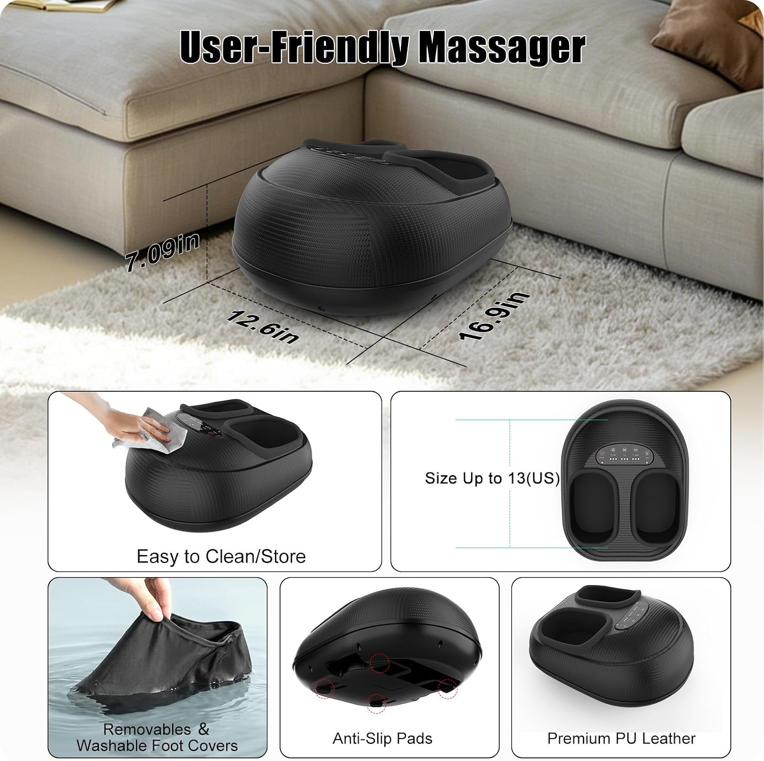 CARESKY Shiatsu Foot Massager Machine with Heat : Deep Kneading Foot Massage with Vibration & Compression for Plantar Fasciitis & Neuropathy Pain Relief, Deep Tissue Foot Massager