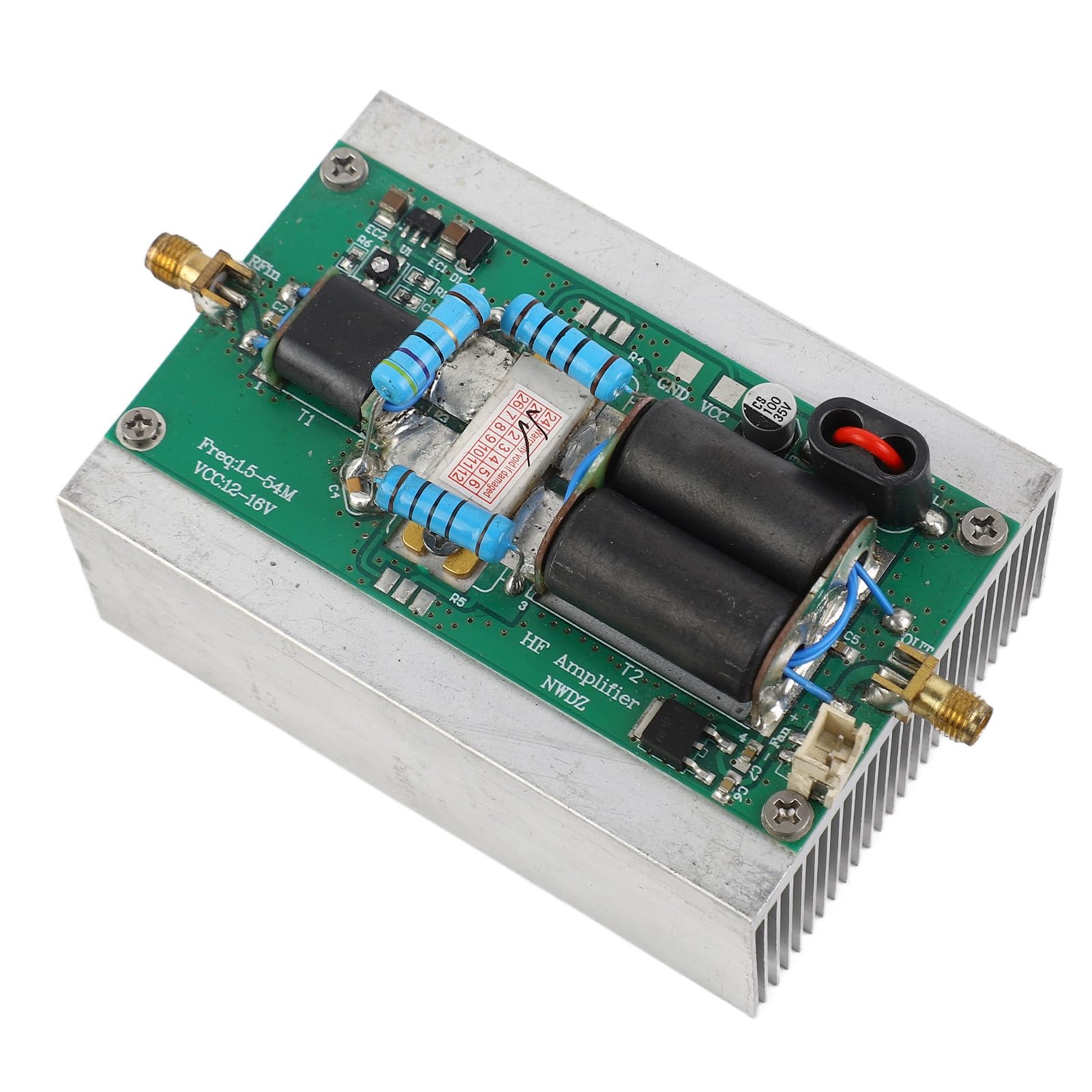 YWBL-WH Kurzwellen-Leistungsverstärker, 30 W HF-Linearverstärker mit Kühlkörper für Amateurfunk, SMA-Buchse, DC 12–16 V, 1,5–54 MHz
