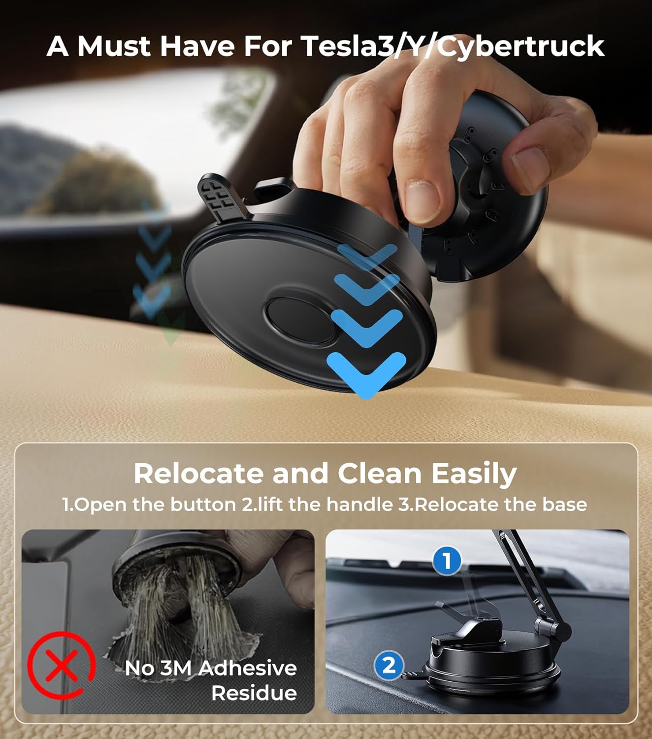 Tesla Folding Car Mount Certified Qi2 Charger for MagSafe Accessories, 360° Adjustable Aluminum Alloy Arm, Magnetic Phone Holder for Model 3/Y/Gym/Mirror/Screen & iPhone 17/16/15 Pro Max