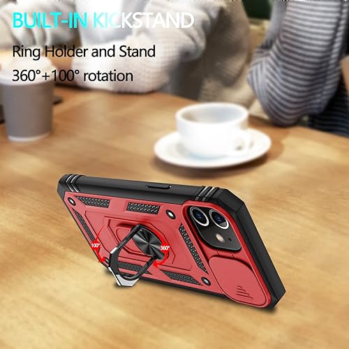 Miniatura 5 de Funda para iPhone 11, para iPhone 11 con 3 protectores de pantalla de vidrio templado, soporte de anillo integrado + cubierta de cámara, carcasa