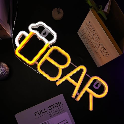 Miniatura 7 de Letrero de neón para decoración de pared, WIOSOUL Beer Neon Light Draft Beer - Vaso de cerveza con pilas para bar en casa, cueva de hombre, cóctel,